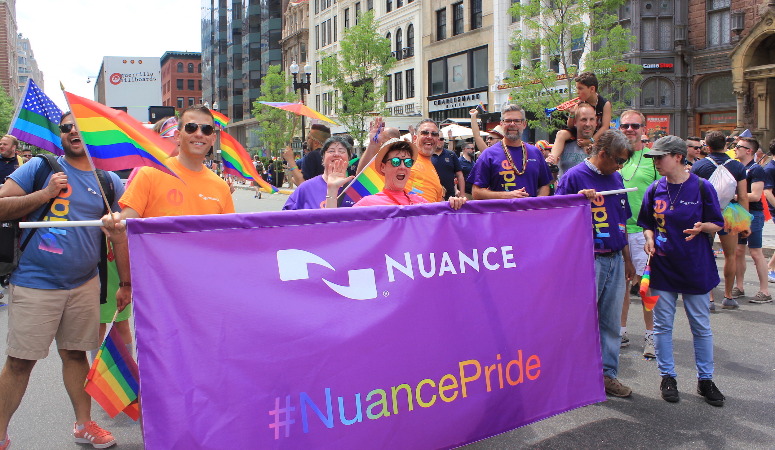 Nuance marches in the Boston Pride Parade on June 9